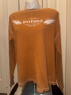 J. America Mustard Crewneck Waffle Knit Top
